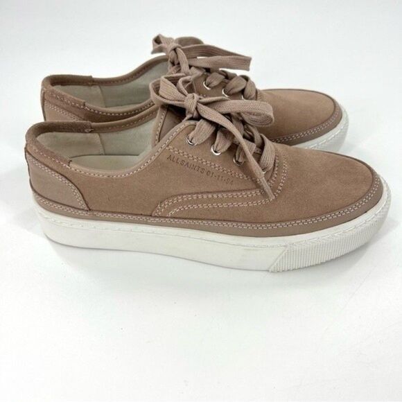 NEW AllSaints Bella Suede Low Top Sneakers Dirty Pink Size 8/38 NEW - Picture 9 of 15